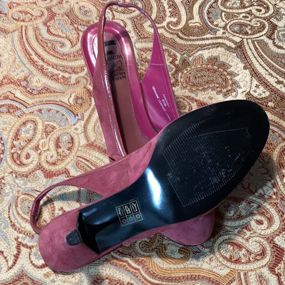 dusty raspberry genuine suede sling backs - Picture 3 of 3